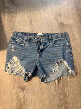 Abercrombie & Fitch Ripped Light Blue Denim Shorts